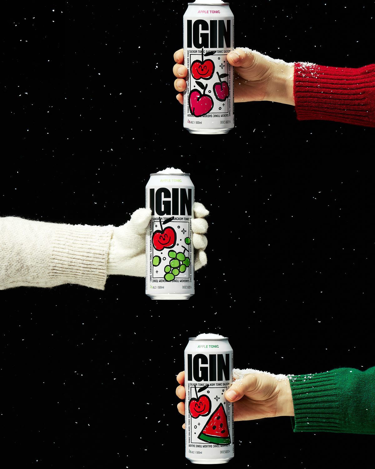 Apple Tonic cans passed from hand to hand